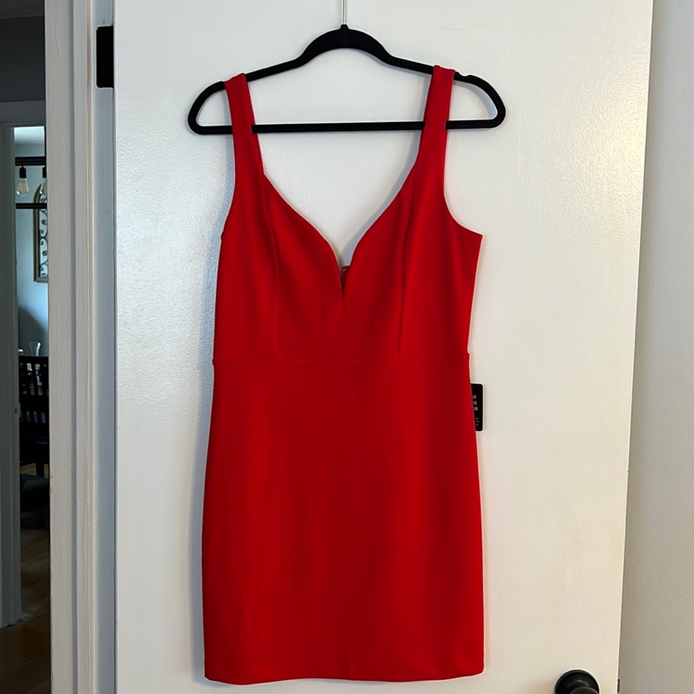 Red Express Mini Dress with Wired Neckline